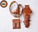 US kožený opasek s jezdeckým pouzdrem a sumkou na Colt M1911- důstojník